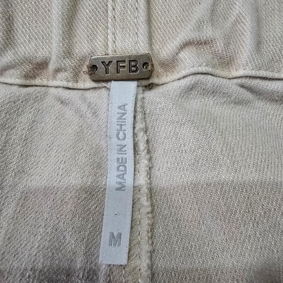 Womens YFB Beige Pants Elastic Waist Pockets M - Picture 10 of 11